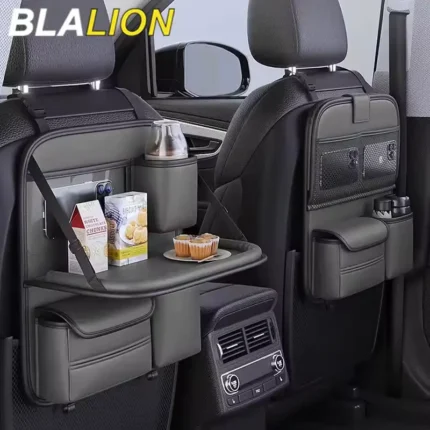 Organiseur de voiture avec tablette pliante – 5 poches & tissu anti-coup de pied